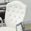 Vinsetto Home Office Chair, Velvet Computer Chair, Button Tufted Backrest with Swivel Wheels, Adjustable Height and Tilt Function, Cream White