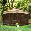 Outsunny 3 x 3(m) Pop Up Gazebo with Netting and Carrying Bag, Party Tent Instant Event Shelter, Height Adjustable and UV-Resistant, for Garden, Patio, Beige