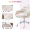 Vinsetto Fluffy Desk Chair with Arms, Faux Fur Home Office Chair, Unicorn Swivel Chair with Adjustable Height and Wheels, Colourful