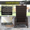 Outsunny PE Rattan Sun Lounger, Garden Lounger with 4-Level Adjustable Backrest, Outdoor Sunbed with Retractable Footrest for Balcony, Beach, Patio, Mixed-brown