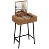 HOMCOM Dressing Table with Flip-Up Mirror, 16 Small Compartments, Industrial Vanity Desk, Makeup Desk with Steel Legs for Bedroom, Natural Wood Effect