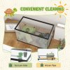 PawHut Turtle Tank, 28L Glass Turtle Aquarium with Basking Platform, Ramp, Easy Drainage, Strip Patch Thermometer, for Small Turtles, 45 x 25 x 29cm