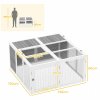 PawHut 48 Inch Rabbit Hutch Rabbit Run Small Animal Guinea Pig House Bunny Cage Hideaway Outdoor with Openable Roof Grey