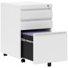 Vinsetto 3-Drawer Filing Cabinet with Lock, Mobile Steel File Cabinet for A4, Legal and Letter Size, Under Desk Drawers with Pre-Assembled Body for Home Office, 39 x 48 x 60 cm, White