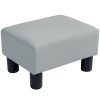 HOMCOM Faux Leather Footstool, Small Foot Rest, Rectangle Sofa Stool for Bedroom Living Room, Grey