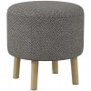 HOMCOM Round Storage Stool, Linen Fabric Upholstered Foot Stool with Removable Top, Padded Seat, Hidden Space and Wooden Legs for Living Room