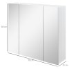 kleankin Bathroom Medicine Cabinet with Mirror, Wall Mounted Bathroom Mirror Cabinet with 3 Doors, Adjustable Shelves, White