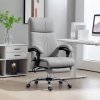 Vinsetto Office Chair with 4-point Vibration Massage and Heat, PU Leather High Back Recliner Desk Chair with Adjustable Height, Armrest, Footrest, Swivel Computer Chair for Home, Light Grey