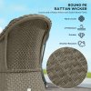 Outsunny 4 Pieces Outdoor PE Rattan Garden Furniture with Cushions, Patio Special Hand Weave Wicker Conservatory Sofa Set with Glass Top Coffee Table, Light Grey