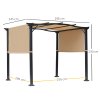 Outsunny Outdoor Retractable Pergola Garden Gazebo with Two Adjustable Side Canopy Overhead Sun Shade Backyard Canopy Cover, Steel Khaki 2.96x2.45x2.3m