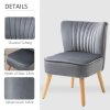 HOMCOM Velvet Accent Chair Occasional Tub Seat Padding Curved Back with Wood Frame Legs Home Furniture Grey