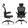 Vinsetto High Back Office Chair, Mesh Computer Desk Chair with Rotatable Headrest, 4D Lumbar Support, Flip-up Arm, Adjustable Height, Black