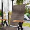 Outsunny 2 Pieces Outdoor Folding Dining Chair, PE Rattan Chair with Armrests, High Backrest, for Garden, Camping, Balcony, Porch, Brown