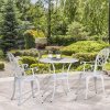 Outsunny 3 Piece Patio Bistro Set for 2, Outdoor Aluminium Garden Table and Chairs with Adjustable Footpads for Balcony, Garden and Patio, White