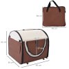 PawHut Foldable Pet Carrier for Miniature Dogs, Portable Cat Carrier Bag Soft Side Fabric Dog Crate with Removable Mat, Breathable Mesh, Ground Stakes, 46L x 36W x 41H cm - Brown