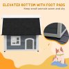 PawHut Outdoor Cat House, Wooden Feral Cat Shelter, Water-Resistant Hide Home with Openable Asphalt Roof, Three Doors, 77 x 57.5 x 68cm - Grey
