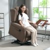 HOMCOM Power Lift Recliner Chair, Wingback Button Tufted Electric Lift Chair for Elderly, Fabric Riser and Reclining Armchair with Remote Control, USB Ports, Side Pockets, for Living Room, Dark Brown
