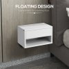HOMCOM Floating Bedside Table Set of 2 Wall Mounted Nightstand with Storage Drawer and Open Shelf for Bedroom, High Gloss White