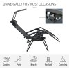 Outsunny Foldable Reclining Garden Chair with Headrest, Zero Gravity Deck Sun Lounger Seat Chair with Footrest, Armrest, Cup Holder & Canopy Shade, Black