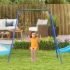Outsunny 2 In 1 Nursery Swing for Toddlers, Kids, Garden Swing Set with Comfortable Seats, Safety Belt for Indoor, Outdoor Play - Blue and Orange