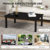 Outsunny Aluminium Outdoor Coffee Table, Rectangular Patio Side Table with Slat Tabletop for Indoor, Garden, Balcony, 100cm x 60 cm, Black