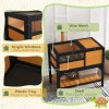 PawHut Tortoise House w/ Shelf, Small Pet Reptile Wooden House w/ Hide Shelter Den and Run, Lamp Holder, Tray, for Indoors, Outdoors - Yellow
