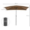 Outsunny 3x2m Garden Parasol Umbrella with Tilt and Crank, Outdoor Sun Shade Canopy with Aluminium Frame and Steel Ribs, Rectangular, Brown