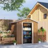 Outsunny 6.5 x 3.5ft Metal Garden Shed, Outdoor Storage Shed for Tool Organization with Double Sliding Doors and 4 Vents for Garden, Patio, Brown Wood Effect