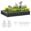 Outsunny 645L Metal Raised Garden Bed, DIY Large Steel Planter Box, No Bottom w/ A Pairs of Glove for Backyard, Patio to Grow Vegetables, Herbs, and Flowers, 258cmx90cm