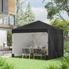 Outsunny 3 x 3 (M) Pop Up Gazebo with 3 Sidewalls, Leg Weight Bags and Wheeled Bag, Height Adjustable Party Tent Event Shelter for Garden, Patio, Black