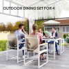 Outsunny 5 Piece Garden Table and Chairs, Outdoor Dining Set with Tempered Glass Table Top, 4 Armchairs with High Backrest, 4 Seater Garden Furniture Set for Deck, Balcony