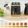 HOMCOM Kettle and Toaster Sets, 3000W 1.7L Rapid Boil Kettle & 2 Slice Toaster with 7 Browning Controls, Defrost, Reheat and Crumb Tray, UK Otter thermostat, Black