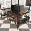 Outsunny 8' x 5' Grill Gazebo Canopy, Double Tiered Outdoor BBQ Gazebo Shelter with 2 Side Shelves, Storage Baskets, Hook for Garden, Patio, Barbecue, Picnic, Dark Grey