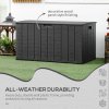Outsunny 336 Litre Garden Storage Box, Water-resistant Heavy Duty Double Wall Plastic Container, Extra Large Outdoor Garden Furniture Organizer, Deck Cushion Chest with Wheels and Handles, Black