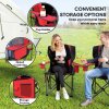 Outsunny Set of 2 Folding Camping Chairs, Padded Camping Chairs with Adjustable Armrests, Portable & Lightweight Folding Camp Chair with Cooler Bag, Cup Holder and Side Pockets, Red