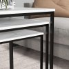 HOMCOM Nesting Tables Set of 3, Side End Table with Faux Marble Effect Top and Steel Legs for Living Room, Bedroom, White