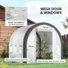 Outsunny 3 x 2(m) Walk-in Polytunnel Greenhouse with Upgraded Structure, Zipped Roll Up Mesh Door, 6 Mesh Windows, Tunnel Warm House Tent with PE Cover, 6 Plant Labels and Gloves, White