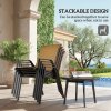 Outsunny Stackable Outdoor Chairs Set of 4, Rattan Garden Chairs with Armrests and Backrest for Deck, Khaki