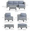 Outsunny 5 Pieces PE Rattan Garden Furniture Set, 4 Seater Garden Corner Sofa Set with Glass Coffee Table, Wicker Outdoor Furniture Set with Cushions for Patio Deck, Grey