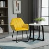 HOMCOM Modern Accent Chair, Velvet-Feel Fabric Upholstered Armchair with Metal Base for Living Room, Yellow