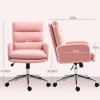 HOMCOM Home Office Chair, Upholstered Sherpa Fleece Desk Chair with Height Adjustable, Tilt Function and 360° Swivel Wheels for Home Office and Study Room, Pink