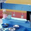 AIYAPLAY Kids Mud Kitchen, Outdoor Play Kitchen with Stoves, Sink, Faucet, Storage Shelves, Cookware Accessories, Pretend Wooden Kitchen Playset for Boys Girls, Blue