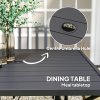 Outsunny 5 Pieces Garden Dining Set with Cushions, Outdoor Patio Table and 4 Stackable Chairs, Metal Top Table with Umbrella Hole, Black