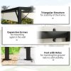 Outsunny 4 x 3(m) Outdoor Lean To Pergola Retractable Canopy Wall Mounted Gazebo Patio Shelter Sun Shade, Cream White