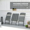 Outsunny 3 Pieces Folding Rattan Bistro Set, Garden Furniture Bistro Set with Folding Garden Table and Chairs, Wicker Balcony Furniture for Outdoor, Patio, Porch, Grey