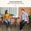 Outsunny 3 Pieces Rattan Bistro Set, 2 Seater Garden Furniture Set with Coffee Table and Stackable Chairs, Wicker Outdoor Table and Chairs for Garden, Porch, Balcony, Black