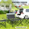 Outsunny 4 Piece Foldable Camping Table and Chairs Set, Portable Picnic Table with 3 Chairs, Cup Holders and Carrying Bag, Outdoor Lightweight Table Set for BBQ, Picnic, Parties, Grey