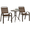 Outsunny 3 Pieces Patio Bistro Set, Garden Furniture Set with Stackable Chairs, Tempered Glass Table, Rust Resistant for Outdoor, Balcony, Patio, Garden, Dark Brown