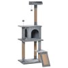 PawHut Cat Tree Tower for Indoor Cats 142cm Climbing Kitten Activity Center with Jute Scratching Post  Board Perch Roomy Condo Removable Felt Hanging Toy, Grey