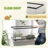 PawHut Turtle Tank, 50L Glass Turtle Aquarium with Basking Platform, Ramp, Easy Drainage, Strip Patch Thermometer, for Small Turtles, 60 x 30 x 32cm